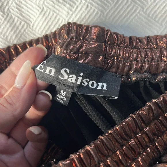 Bronze Metallic Pleated Maxi Skirt - Picture 6 of 6